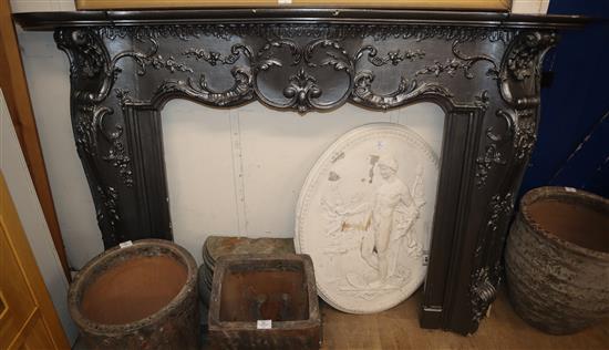 A painted wood and composition fire surround W.192.5cm